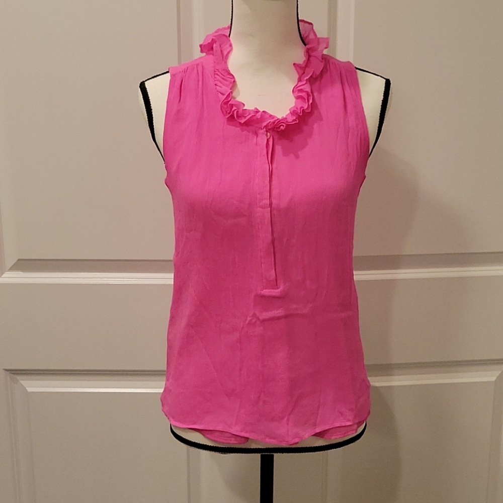 J. Crew Silk Sleeveless Pink Ruffle Top